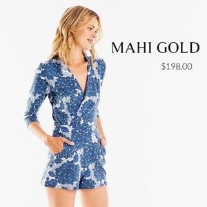 Mahi Gold Riptide Romper in Hydrangea Walk Small